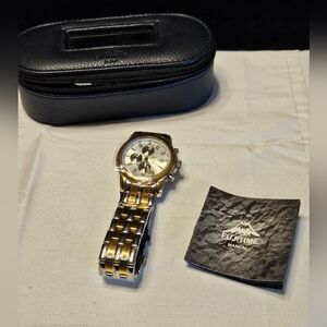 Fuji Designer Timepiece Men's Stainless Steel Plated in 18K 2 Tone Gold Watch